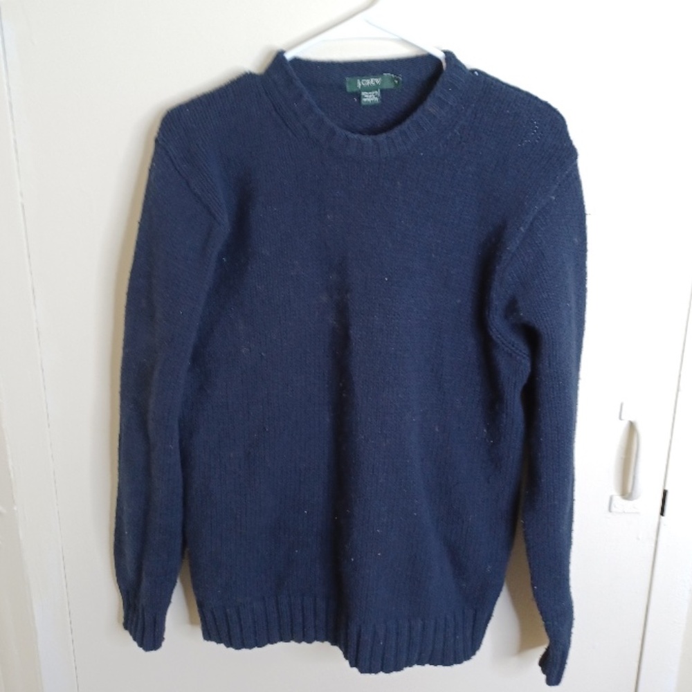 J.CREW Men's Cotton Knit Crewneck Sweater in Black. Size: Small